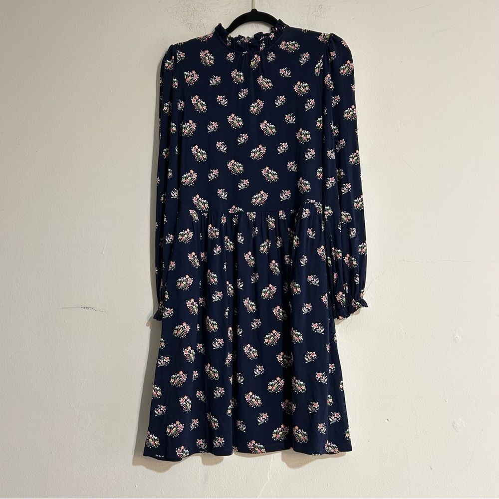 Boden Clara Jersey Knit Ruffle Floral Patterned Long Sleeve Mini Dress Size 4